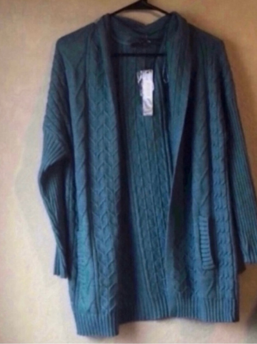 New Cyrus Sweater Teal Open Cardigan Sweater With Pockets Casual Knit Women’s XS